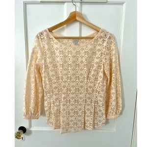 Hinge Lace Long Sleeve Blouse